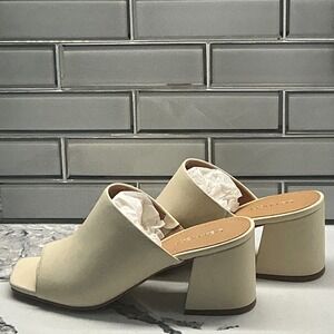 Lisa Vicky IDEAL-V Natural Sheep Napa Mules Block Heel Slip On Women 6.5